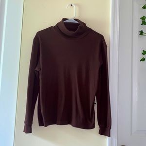 Brown Turtle Neck Long Sleeve Top